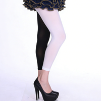 Collants sans pieds bicolores rouge et noir, longueur cheville, opaques, pour femmes