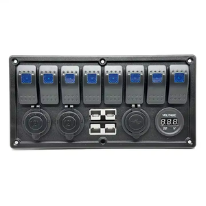 8 Way <strong>Fush</strong> Mount Illuminated Switch Panel With USB Socket 12V Battery Plugs Provide Power to 12V Devices Fridges 12V Compressors - Product Image 2