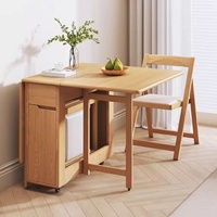 Ensemble de table à manger pliante en bois massif avec 6 chaises, mobilier de salle à manger moderne multifonctionnel et écologique
