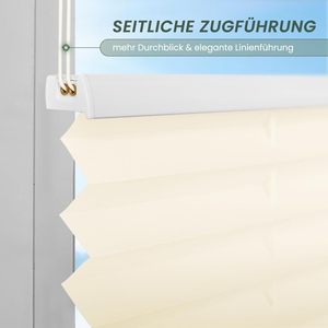 Persiana Plisada con Fijación sin Taladro, 35 x 100 cm (Ancho x Alto), Beige, Protección Solar, Fácil de Instalar, Persiana Enrollable Translúcida Plegable para Ventanas y Puertas - Product Image 5