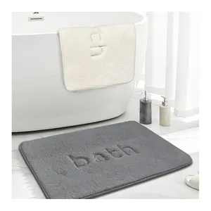 Shu Velveteen Luxurious Solid Embroidered Non Slip Water Absorb Super Cozy Memory Foam Bath Mat