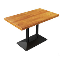 Table à manger carrée en bois massif, design rétro nostalgique, avec pieds en métal, pour usage commercial personnalisé, restaurant et hôtel, restauration rapide