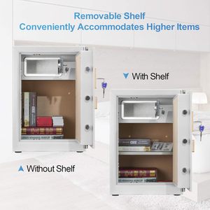 Cassaforte domestica grande TIGERKING da 3,7 piedi cubi, acciaio resistente da 66 libbre, doppio allarme, chiusura con chiave e password, antifurto, bianca - Product Image 4