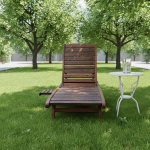 DISHI <span class=keywords><strong>Chaise</strong></span> <span class=keywords><strong>longue</strong></span> de jardin en bois massif brun foncé, style américain et européen du milieu du siècle, pour extérieur, plage, pliable - Product Image 2
