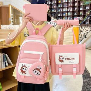 New Style <b>School</b> Bag Korean Style Fashionable Four-Piece Set Student <b>Backpack</b> Tutoring Bag Trendy Large-Capacity <b>Backpack</b> - Product Image 3