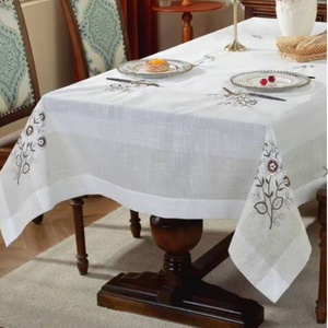 Embroidered Table Cloth Manufacturer Cotton Linen European Luxury Hand Embroidery Bulk OEM Private Label - Product Image 4