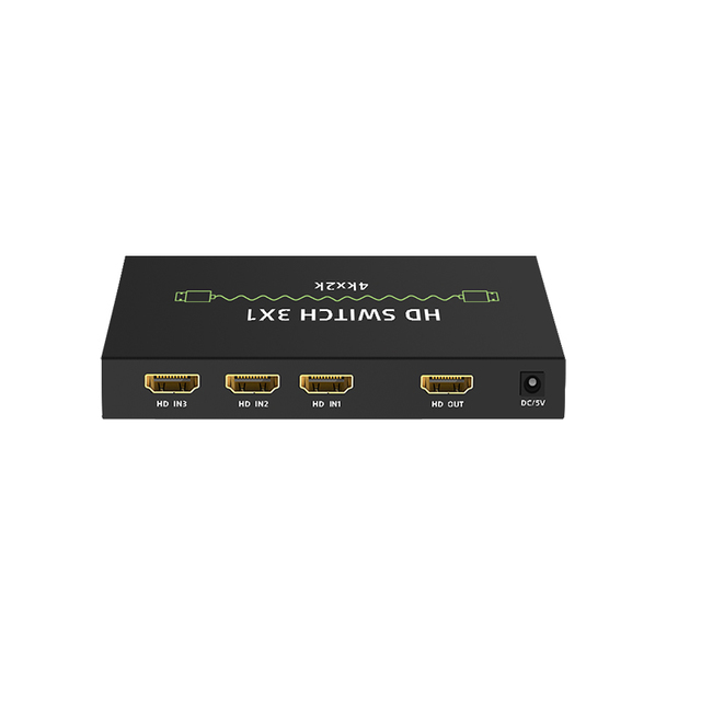 Justlink 3-Port HD Multimedia Interface Switch Plug-and-Play Remote Control Video Switch for PC and Set-Top Box 3-in-1 Output