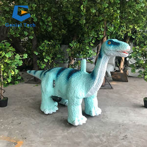 Patinete favorito de los niños con control remoto de coche con batería de dinosaurio azul de simulación eléctrica para parque de atracciones, con monedas - Product Image 5