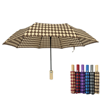 YS-3090 Approvisionnement D'usine Cadeau Pli Parapluie Portable Voyage Multi Couleurs Grille Motif Auto Ouvert Promotionnel 3 Parapluie Pliant