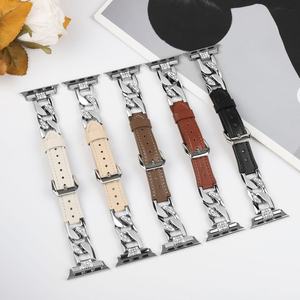 Correa de Cadena con Incrustaciones de Diamantes para Apple Watch Ultra 49mm SE 44mm 42mm 38mm, Correa de Reloj de Cuero Colorida con Patrón Tejido - Product Image 2