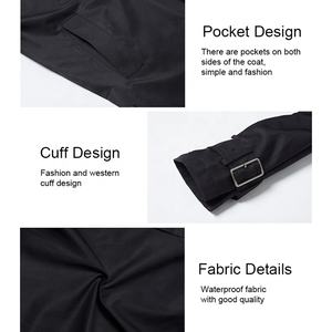 جديد معطف ربيعي نسائي عصري طويل الخريف أسود مبطن معطف واق من المطر بأزرار جيب دافئة مقاوم للرياح فضفاض الربيع معطف واق من المطر للنساء - Product Image 2