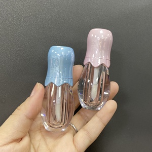 OEM 2021 new fancy design plastic empty clear lipgloss container pink metallic lip gloss tube cute lip tint bottle with pink cap