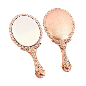 Rose Gold Handheld LED Lighted Makeup <b>Mirror</b> Foldable Desktop Vanity <b>Mirror</b> Portable <b>Plastic</b> Cosmetic <b>Mirror</b> Pattern - Product Image 1