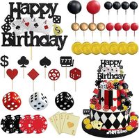 Décorations de gâteaux de casino et accessoires de fête sur le thème du poker en acier inoxydable, lot de 35 pièces