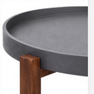 Modern Round Tray <b>Top</b> Coffee <b>Table</b> with <b>Solid</b> Acacia <b>Wood</b> Cross Legs Contemporary Design Durable Living Room Furniture - Product Image 4