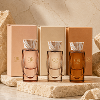 Flacon de parfum rectangulaire personnalisé de 50 ml, design sérigraphié, flacon de parfum en verre de luxe, flacon en verre haut de gamme pour les parfums