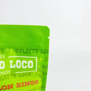 Stand Up Snack Bag Stand Up Resealable Matte Finished Food Grade Snack Candy Pouch Bag With Clear Window