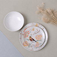 GXKC Assiettes en céramique avec bols en porcelaine, tasse à thé et soucoupe New Bone China Service de vaisselle avec motifs orientaux sûrs