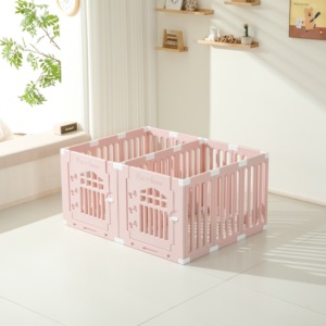 Pet <b>Dog</b> Cage Plastic Classic Square Safe Solid Pattern <b>Button</b> Closure Eco-friendly Indoor/Outdoor Movable Thickened Fence Small - Product Image 2