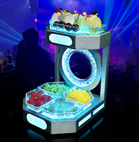 Support de Présentation Lumineux LED en Acier Inoxydable pour Fruits, Plateau de Service Deluxe Rechargeable à LED avec Compartiments pour Bar