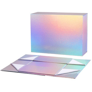 Grande boîte cadeau en papier avec couvercle, fermeture magnétique holographique personnalisée, boîte cadeau pour <span class=keywords><strong>baby</strong></span> shower, Saint-Valentin, Noël - Product Image 5