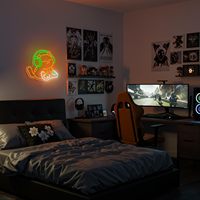 Enseigne néon LED Gaming Cat, chaton gamer avec casque – Décoration murale personnalisée en acrylique pour salles d'e-sport, bureaux intérieurs et configurations PC 12V DC