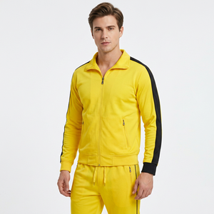 Conjunto Deportivo para Hombre, Manga Larga, Cuello Alto, Cierre con Cordón, Ligero, Invernal, Casual, Color Sólido, Transpirable, Calidad Premium - Product Image 3