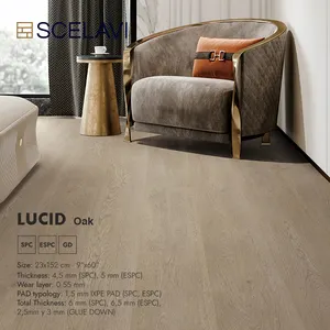 透明橡木人字Spc地板制造商木质效果地板轻质橡木刚性芯乙烯基点击Spc地板