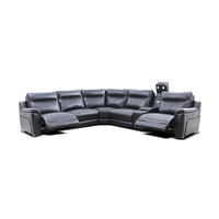 Sofá Seccional Reclinable Eléctrico de Cuero Genuino Estilo Americano MANWAH CHEERS para Sala de Estar