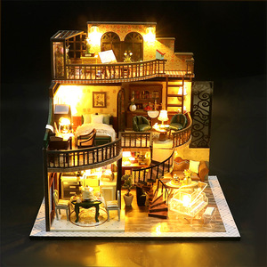 Modèle de maison 3D en bois Hongda à construire soi-même, trois étages, style loft rétro, avec lumières et musique, cadeau pour les jeunes - Product Image 3