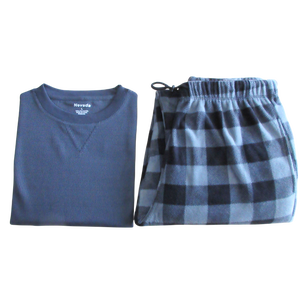 All'ingrosso Stock all'ingrosso inverno da <span class=keywords><strong>uomo</strong></span> 2 pezzi in tinta unita Plaid Waffle a manica lunga <span class=keywords><strong>camicia</strong></span> top <span class=keywords><strong>pigiama</strong></span> termico Set di biancheria intima da <span class=keywords><strong>uomo</strong></span> - Product Image 2