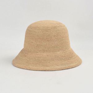 Simple Casual Fine Hand Hook Raffia Straw Bucket Hat Women Summer Sun Shade <b>Sunscreen</b> Outdoor Sun Bucket Hat Straw Hat - Product Image 3