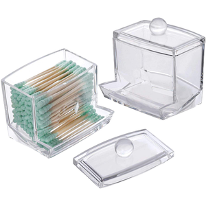 Contenedor organizador de brotes de algodón acrílico de diseño moderno al por mayor dispensador de hisopo de baño Q-tip con tapa para almacenamiento de alimentos - Product Image 3