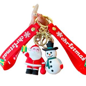 Nouveaux porte-clés en silicone 3D en PVC de dessin animé de Noël promotionnels pour enfants, accessoires de porte-clés en caoutchouc, porte-clés à mousqueton - Product Image 1