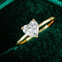 Bague de Mariage en Argent 925 Étanche Plaqué Or 18 Carats de Haute Qualité, Personnalisée en Gros, avec Moissanite Cœur et Zircon pour Femme
