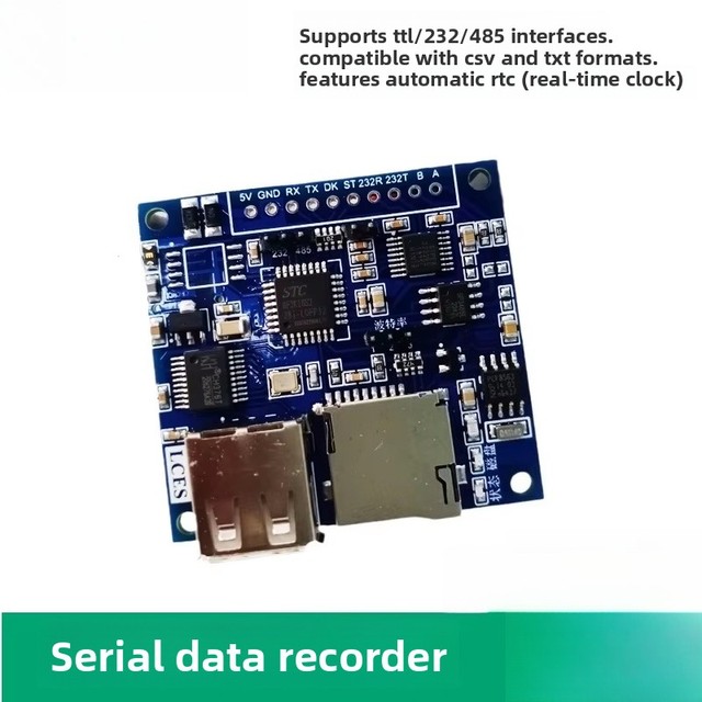 Serial Data Recording Instrument Auto RTC Timestamp USB Flash Drive TF Card Module 485 Text Continuous Storage Microcontroller