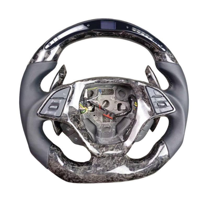 เส้นใยคาร์บอนปลอมแปลง + ไฟ LED + หนัง + เย็บสีดำ