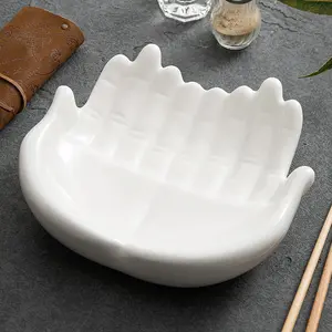 New Design Hand Shape White Ceramic Food Service Tray Porcelain Dessert Tray For Hotel