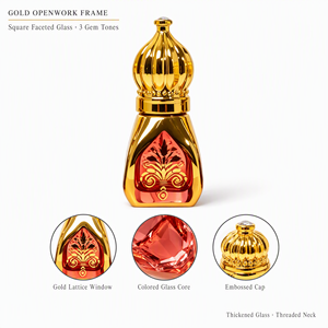 Bouteille de parfum vide en verre carrée de 5 ml pour Oud du Moyen-Orient, personnalisable OEM ODM, en gros, avec applicateur roll-on, applicateur à bâtonnet et vaporisateur. - Product Image 2