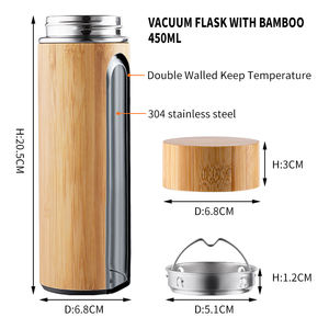 Botol air kustom botol air berkelanjutan bambu botol termos bambu - Product Image 4