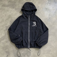 Blouson Bomber Homme Automne 100% Nylon Imperméable Brodé Personnalisé Col Montant à Capuche Fermeture Éclair Fine Séchage Rapide ODM