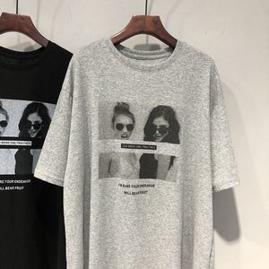 T-shirt à manches courtes en coton pur, style rétro streetwear hip hop, ample et oversize, pour couple, femme, été - Product Image 3