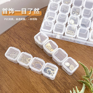 Caja organizadora de joyas transparente, estuche de almacenamiento con 28 56 compartimentos y tapa para pendientes, anillos, collares, soporte para accesorios de escritorio - Product Image 3