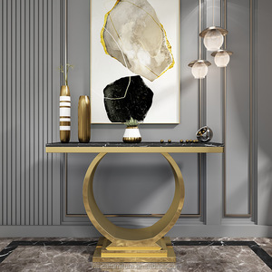 Rond doré <span class=keywords><strong>et</strong></span> Argent cadre mural décoratif marbre <span class=keywords><strong>console</strong></span> ensemble de table - Product Image 3