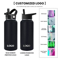 Botella de Agua Deportiva Aislada de Acero Inoxidable 304 con Logotipo Personalizado, Termo de Vacío de Grado Alimenticio, Boca Ancha a Prueba de Fugas, 32 oz, para Gimnasio y Actividades al Aire Libre