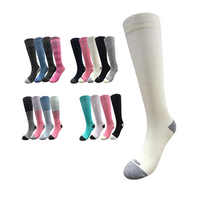 Nouvelle Arrivée Chaussettes de Compression Printemps en Bambou Tricoté Imprimé Unisexe Montantes 15-20 mmHg pour Course et Cyclisme