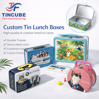 Boîte à lunch en métal personnalisée avec poignée, conteneur de rangement en métal pour aliments pour animaux, cadeaux, bonbons, jouets, emballage
