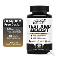 Capsules de complément alimentaire à base de plantes ODM/OEM Test X180 Boost Booster pour hommes, pour brûler les graisses et augmenter l'énergie