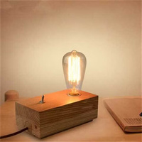 Lampe de table en bois à base rectangulaire au design moderne, style vintage, très vendue pour la chambre à coucher, interrupteur, base d'ampoule E26/E27, alimentation secteur AC