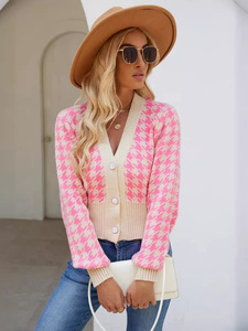 <span class=keywords><strong>Cardigan</strong></span> lavorato <span class=keywords><strong>a</strong></span> maglia con motivo <span class=keywords><strong>a</strong></span> spina di pesce in maglia Jacquard maniche larghe <span class=keywords><strong>a</strong></span> lanterna maglione con scollo <span class=keywords><strong>a</strong></span> V - Product Image 3